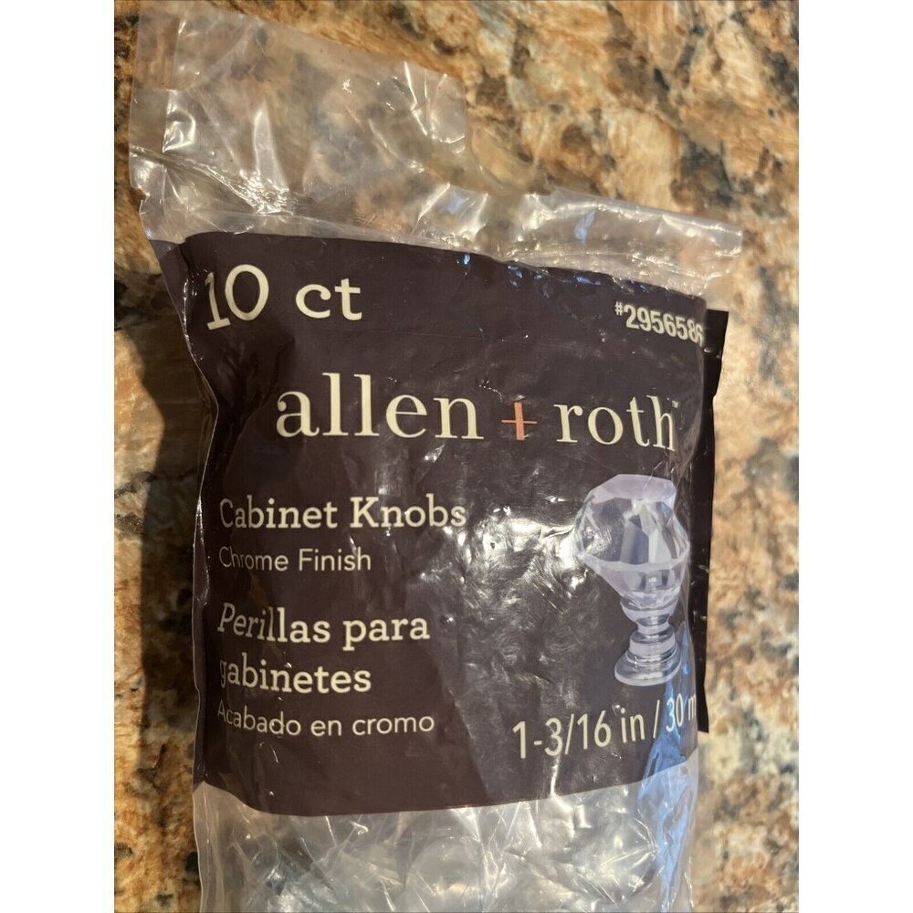 Allen + Roth 2956586 Clear/Chrome Cabinet Knobs - 10 pack - Picture 2 of 6